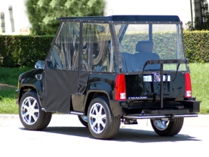 Black Escalade With Enclosure affordable golf cart rental, golf cart rent massachusetts
