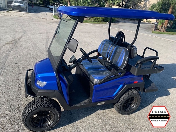Hydro Blue Bintelli Beyond 4 Passenger Lifted Golf Cart affordable golf cart rental, golf cart rent massachusetts