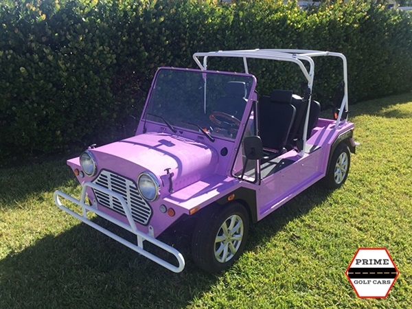 Pink Mokee 4 Passenger Golf Cart affordable golf cart rental, golf cart rent massachusetts