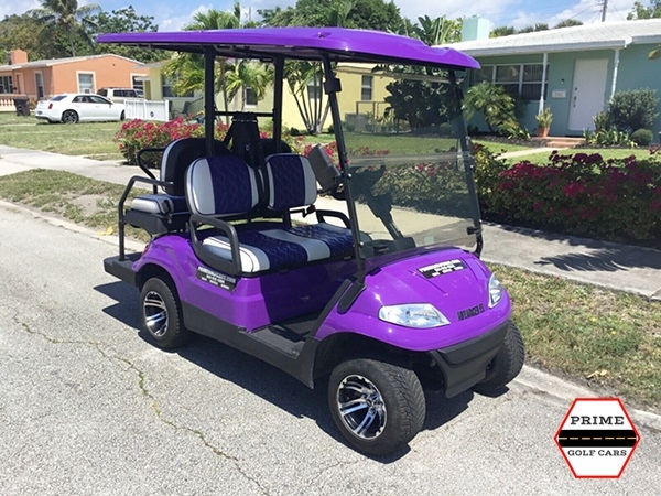 Purple Advanced EV 4 Passenger Golf Cart affordable golf cart rental, golf cart rent massachusetts