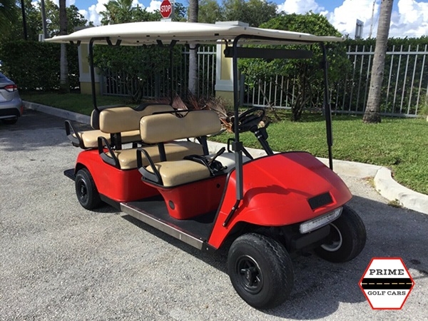 Red EZGO 6 Passenger Golf Cart affordable golf cart rental, golf cart rent massachusetts