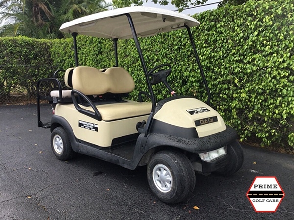 Tan Club Car 4 Passenger Golf Cart affordable golf cart rental, golf cart rent massachusetts