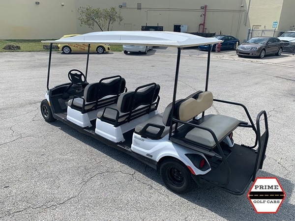 White 8 Passenger Classic Yamaha Golf Cart affordable golf cart rental, golf cart rent massachusetts