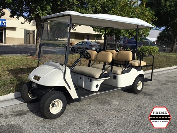White EZGO 6 Passenger Golf Cart affordable golf cart rental, golf cart rent massachusetts