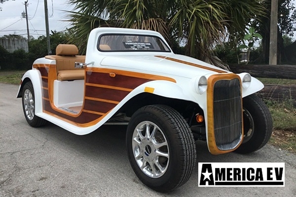 White Woody California Roadster 4 Passenger Golf Cart affordable golf cart rental, golf cart rent massachusetts