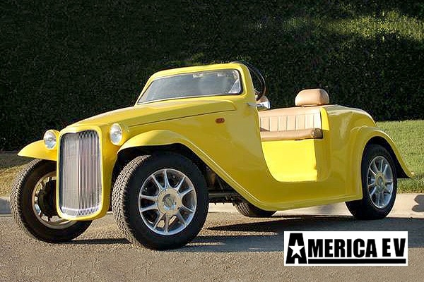 Yellow America EV California Roadster 4 Passenger Golf Cart affordable golf cart rental, golf cart rent massachusetts
