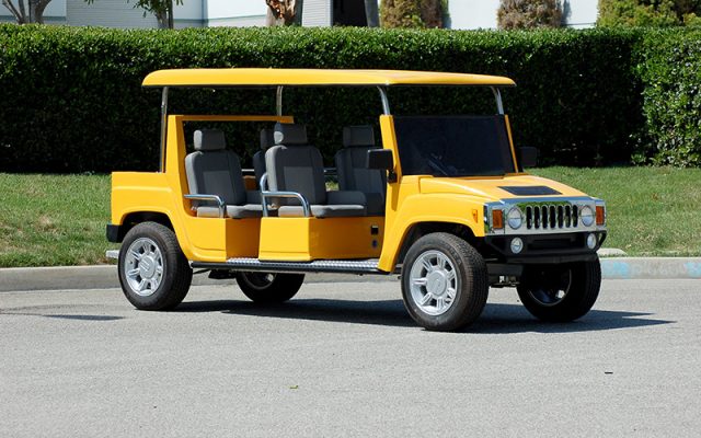 Yellow Hummer Limo Golf Cart affordable golf cart rental, golf cart rent massachusetts
