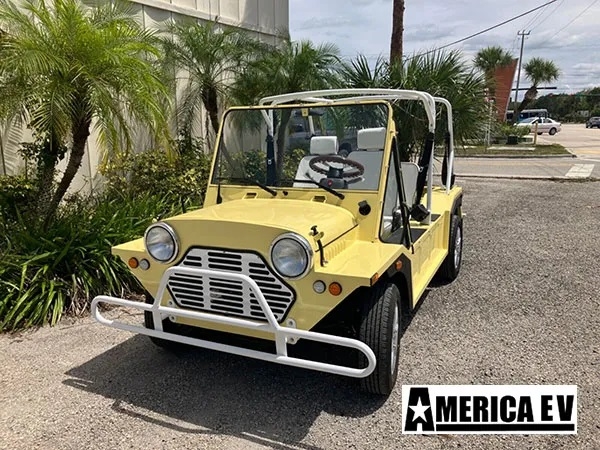 Yellow Mokee 4 Passenger Golf Cart affordable golf cart rental, golf cart rent massachusetts